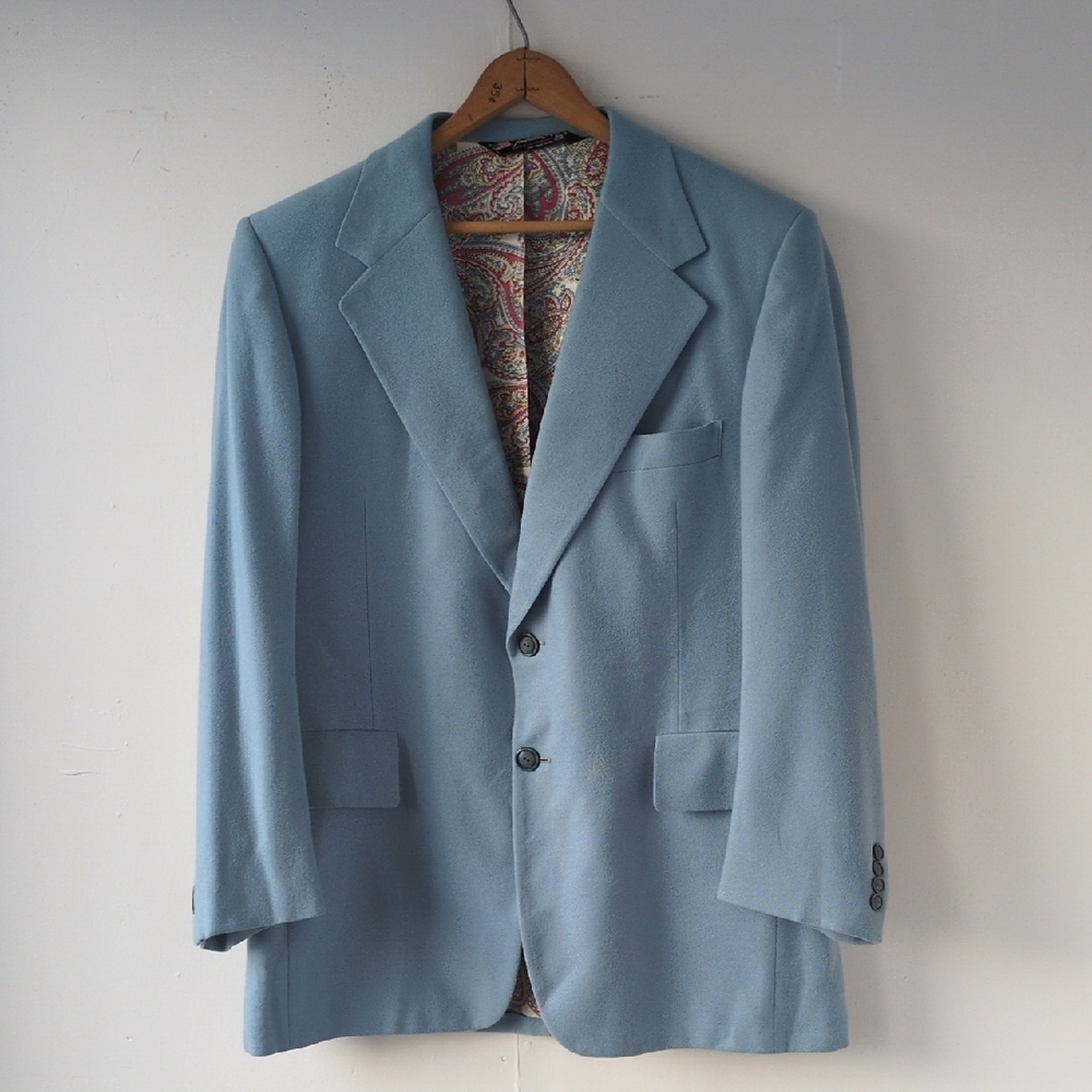 Vintage 100% Cashmere Blazer Chapman's of Hawaii Light Blue Size 44 - (Fits 42)